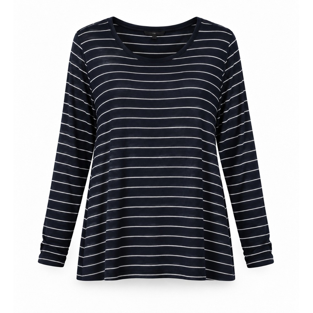 J. Jill Pima Cotton Striped Long Sleeve Crew Neck Tee Blue White 4X Plus Size